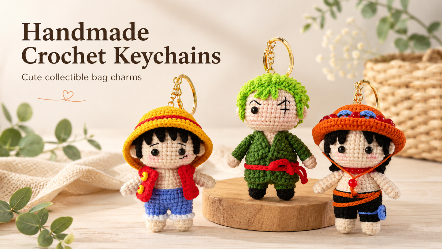One Piece Keychain Cartoon Handmade Crochet Toys